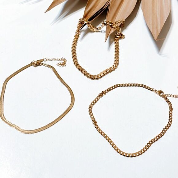 Gold anklet chain S546 - Picture 2 of 3